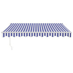 Retractable Awning Blue and White 3x2.5 m Fabric and Aluminium