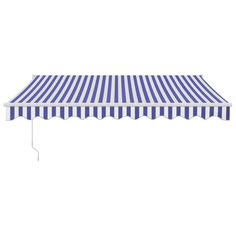 Retractable Awning Blue and White 3x2.5 m Fabric and Aluminium