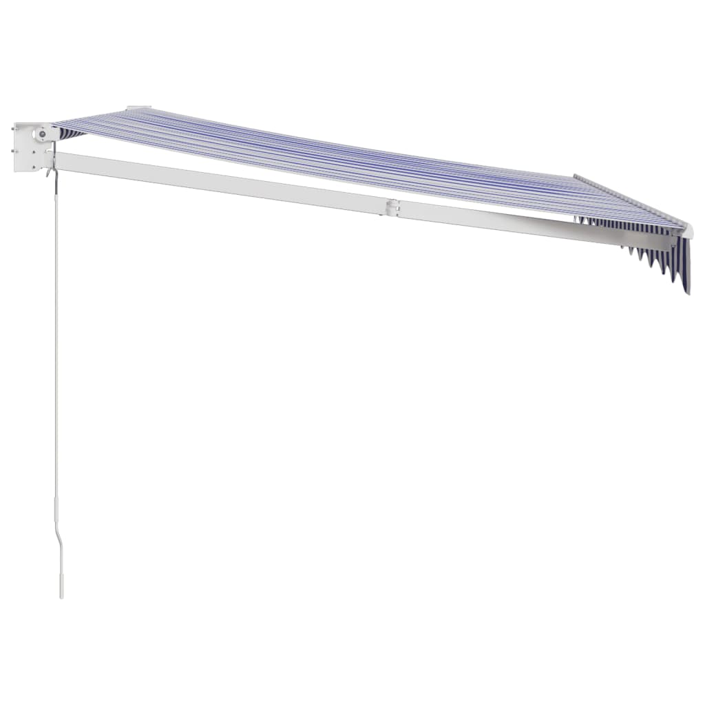 Retractable Awning Blue and White 3x2.5 m Fabric and Aluminium