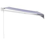Retractable Awning Blue and White 3x2.5 m Fabric and Aluminium