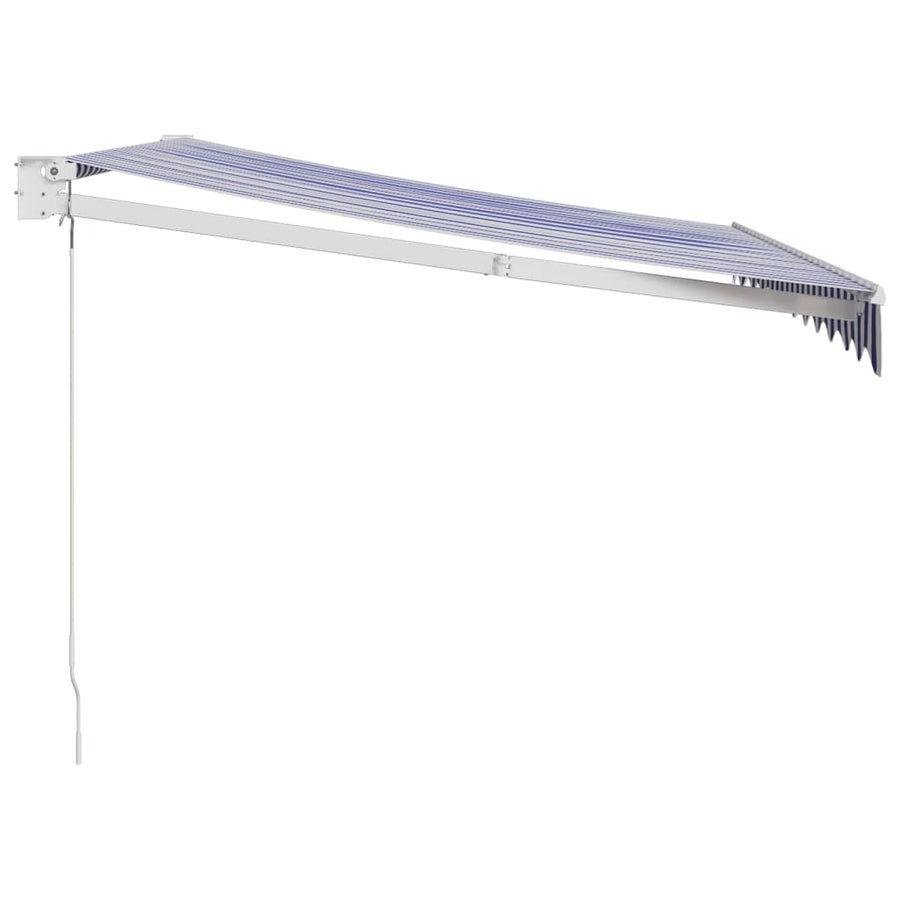 Retractable Awning Blue and White 3x2.5 m Fabric and Aluminium