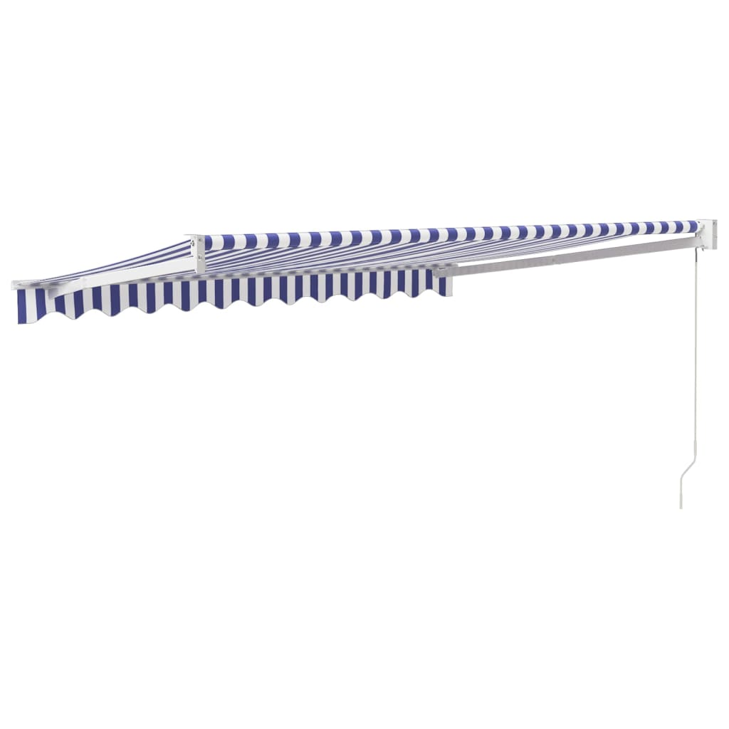 Retractable Awning Blue and White 3x2.5 m Fabric and Aluminium