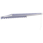 Retractable Awning Blue and White 3x2.5 m Fabric and Aluminium