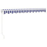 Retractable Awning Blue and White 3x2.5 m Fabric and Aluminium