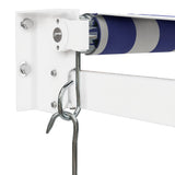 Retractable Awning Blue and White 3x2.5 m Fabric and Aluminium