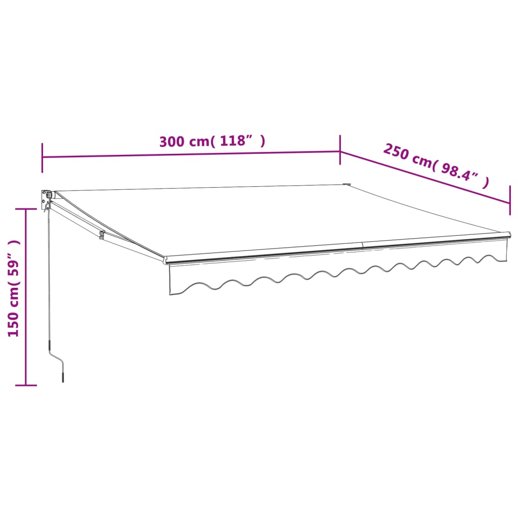 Retractable Awning Blue and White 3x2.5 m Fabric and Aluminium