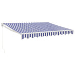 Retractable Awning Blue and White 3.5x2.5m Fabric and Aluminium