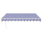 Retractable Awning Blue and White 3.5x2.5m Fabric and Aluminium