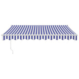 Retractable Awning Blue and White 3.5x2.5 m Fabric and Aluminium - Side View