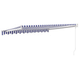 Retractable Awning Blue and White 3.5x2.5 m Fabric and Aluminium
