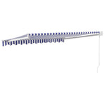 Retractable Awning Blue and White 3.5x2.5m Fabric and Aluminium