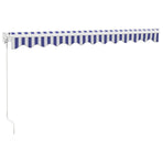 Retractable Awning Blue and White 3.5x2.5m Fabric and Aluminium