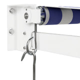 Retractable Awning Blue and White 3.5x2.5 m Fabric and Aluminium - Close-Up Angle
