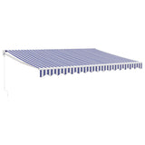 Retractable Awning Blue and White 4x3 m Fabric and Aluminium - Front View