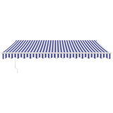 Retractable Awning Blue and White 4x3 m Fabric and Aluminium - Side View