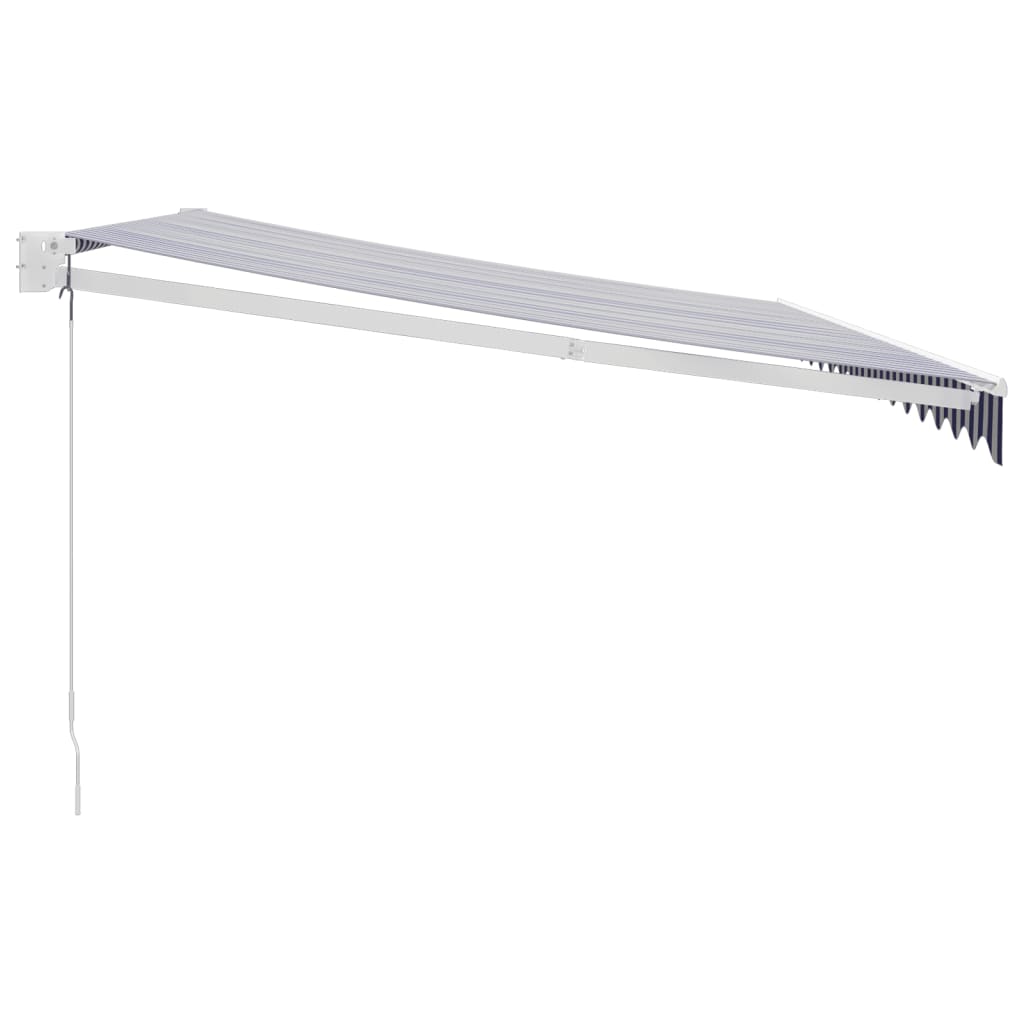 Retractable Awning Blue and White 4x3 m Fabric and Aluminium