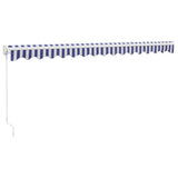 Retractable Awning Blue and White 4x3 m Fabric and Aluminium - Rear View
