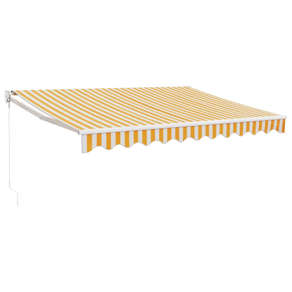 Retractable Awning Yellow and White 3x2.5 m Fabric and Aluminium