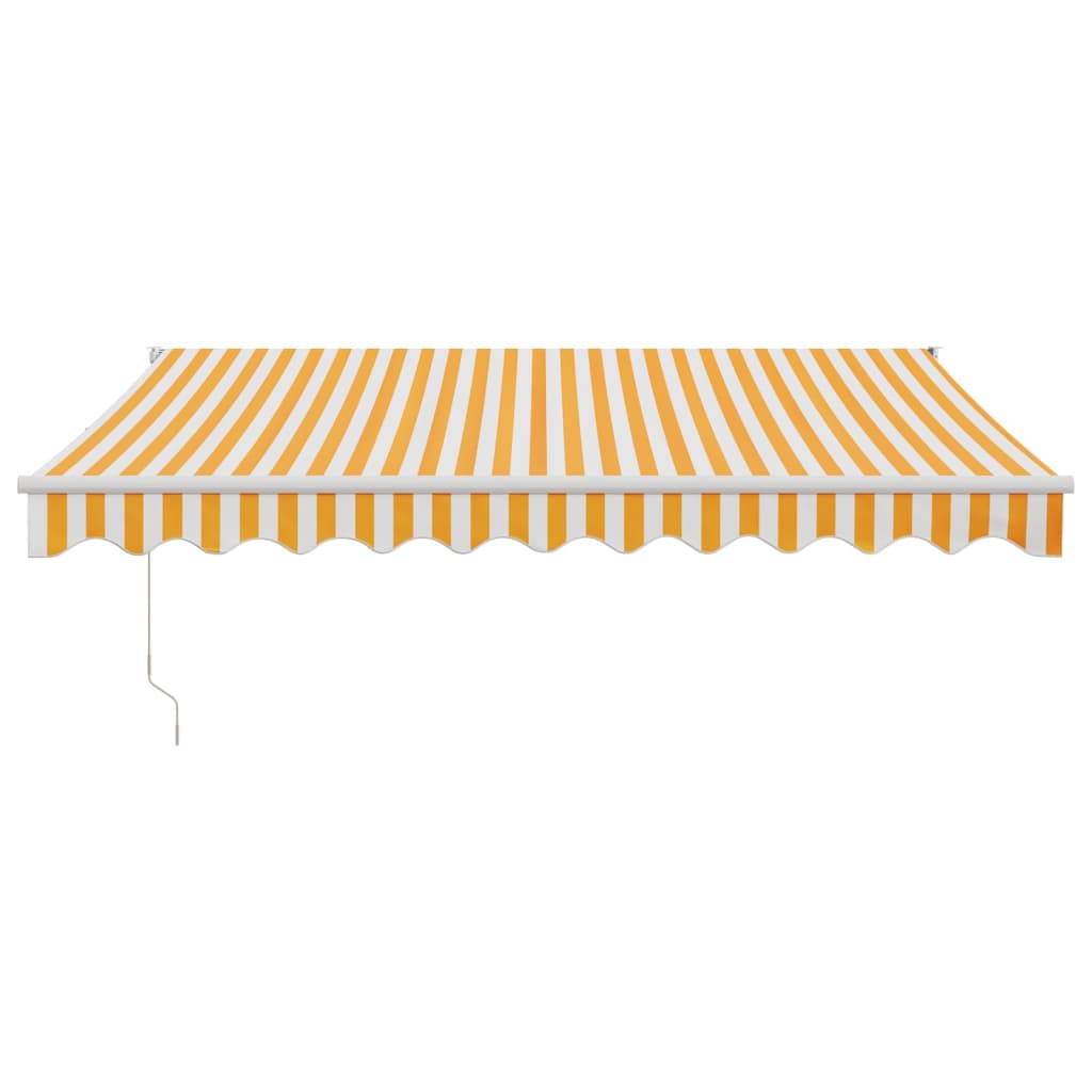 Retractable Awning Yellow and White 3x2.5 m Fabric and Aluminium