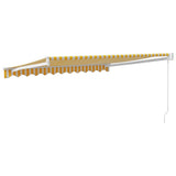 Retractable Awning Yellow and White 3,5x2,5 m Fabric and Aluminium - 45-Degree Angle