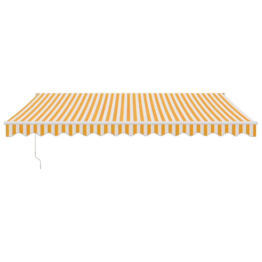 Retractable Awning Yellow and White 4x3 m Fabric and Aluminium