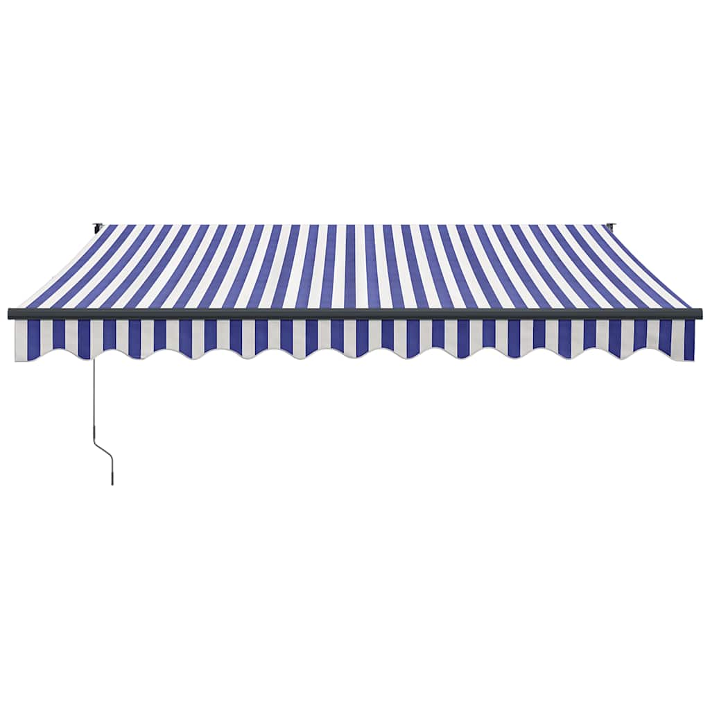 Retractable Awning Blue and White 3x2.5 m Fabric and Aluminium