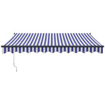 Retractable Awning Blue and White 3x2.5 m Fabric and Aluminium