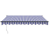 Retractable Awning Blue and White 3x2.5 m Fabric and Aluminium - Side View
