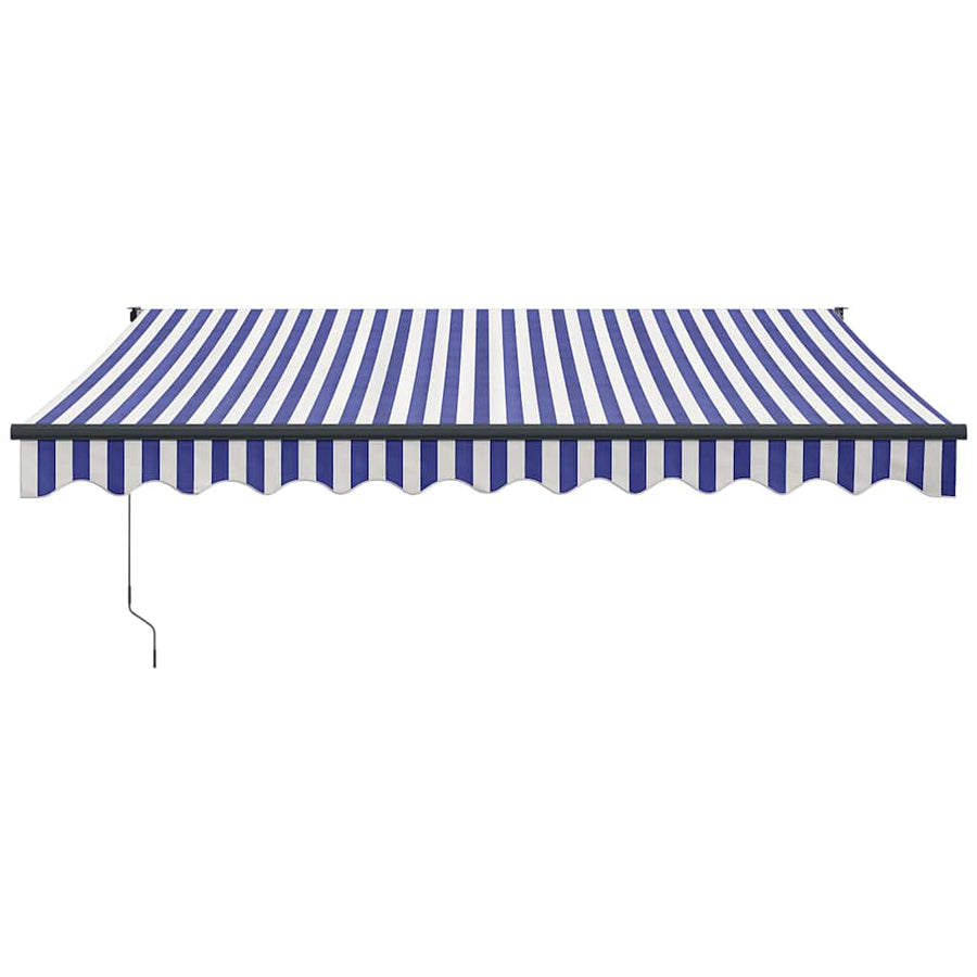 Retractable Awning Blue and White 3x2.5 m Fabric and Aluminium