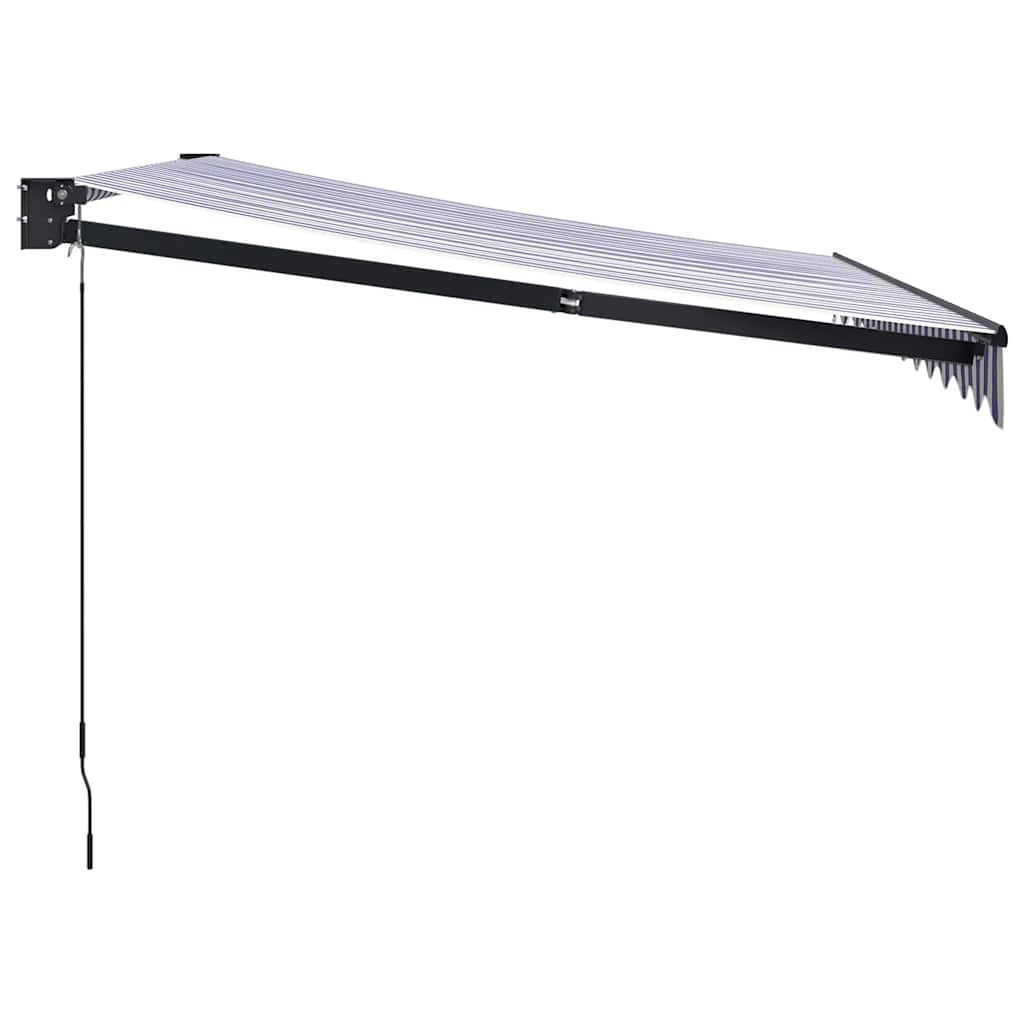 Retractable Awning Blue and White 3x2.5 m Fabric and Aluminium