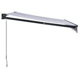 Retractable Awning Blue and White 3x2.5 m Fabric and Aluminium