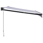 Retractable Awning Blue and White 3x2.5 m Fabric and Aluminium