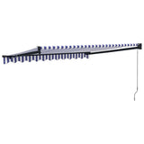 Retractable Awning Blue and White 3x2.5 m Fabric and Aluminium
