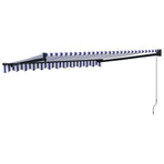 Retractable Awning Blue and White 3x2.5 m Fabric and Aluminium