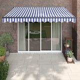 Retractable Awning Blue and White 3x2.5 m Fabric and Aluminium