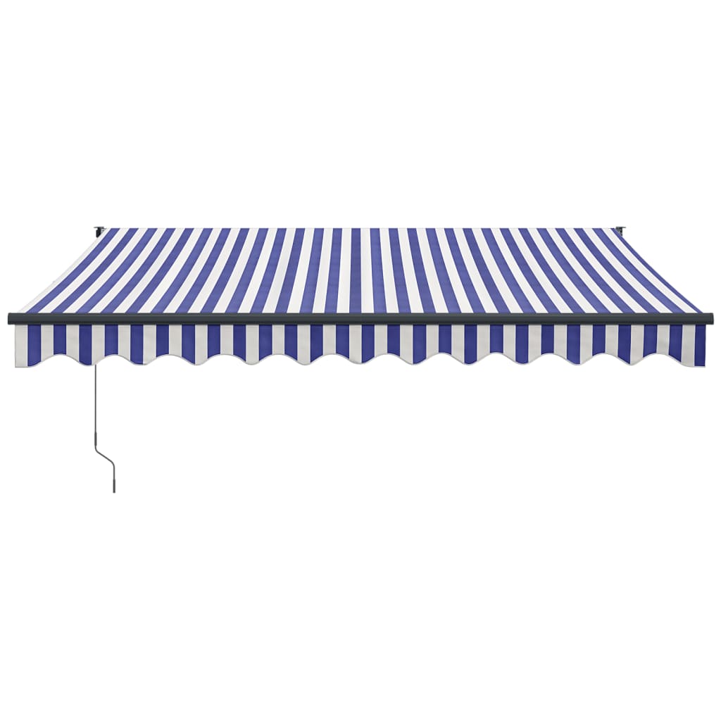 Retractable Awning Blue and White 3.5x2.5 m Fabric and Aluminium