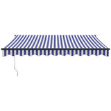 Retractable Awning Blue and White 3.5x2.5 m Fabric and Aluminium - Side View