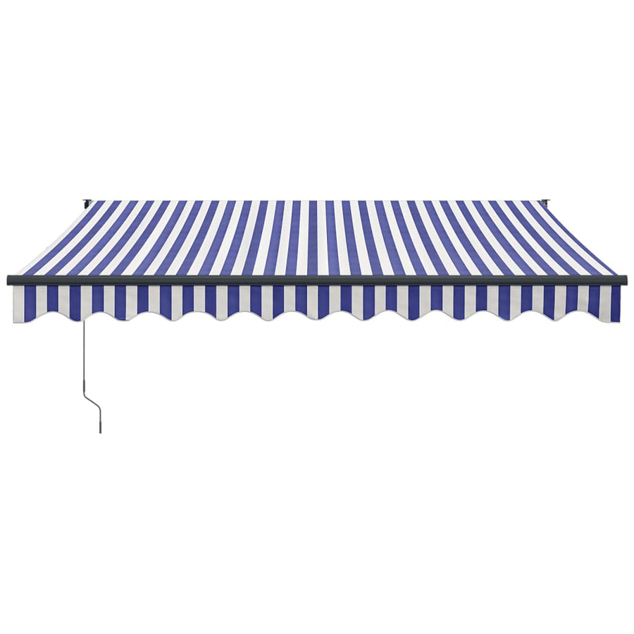 Retractable Awning Blue and White 3.5x2.5m Fabric and Aluminium