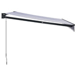 Retractable Awning Blue and White 3.5x2.5m Fabric and Aluminium
