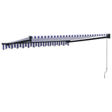 Retractable Awning Blue and White 3.5x2.5 m Fabric and Aluminium