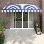 Retractable Awning Blue and White 3.5x2.5m Fabric and Aluminium