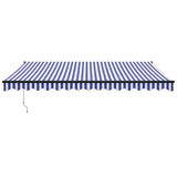 Retractable Awning Blue and White 4x3 m Fabric and Aluminium