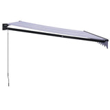 Retractable Awning Blue and White 4x3 m Fabric and Aluminium - Top-Down View
