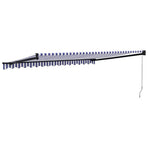 Retractable Awning Blue and White 4x3 m Fabric and Aluminium