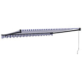 Retractable Awning Blue and White 4x3 m Fabric and Aluminium - 45-Degree Angle