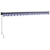 Retractable Awning Blue and White 4x3 m Fabric and Aluminium - Rear View