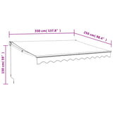 Retractable Awning Yellow and White 3,5x2,5 m Fabric and Aluminium