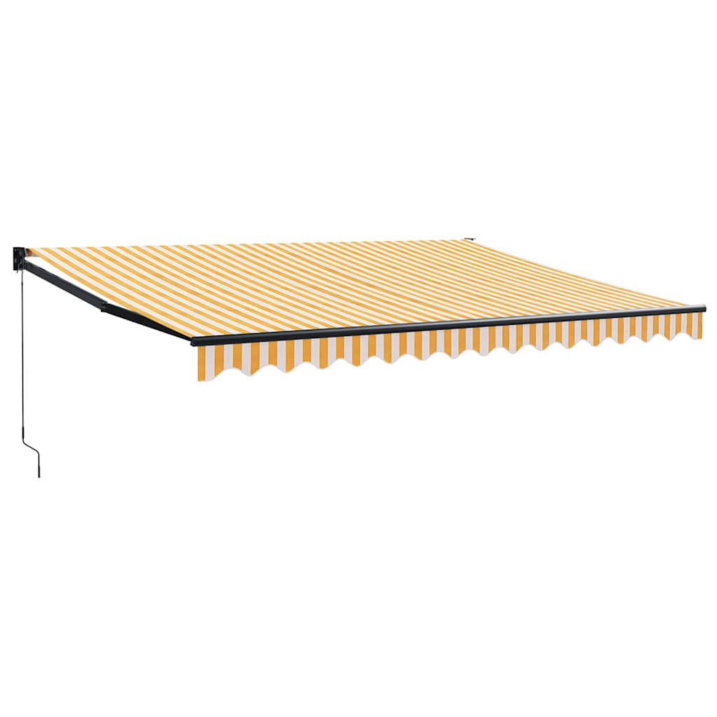 Retractable Awning Yellow and White 4x3 m Fabric and Aluminium