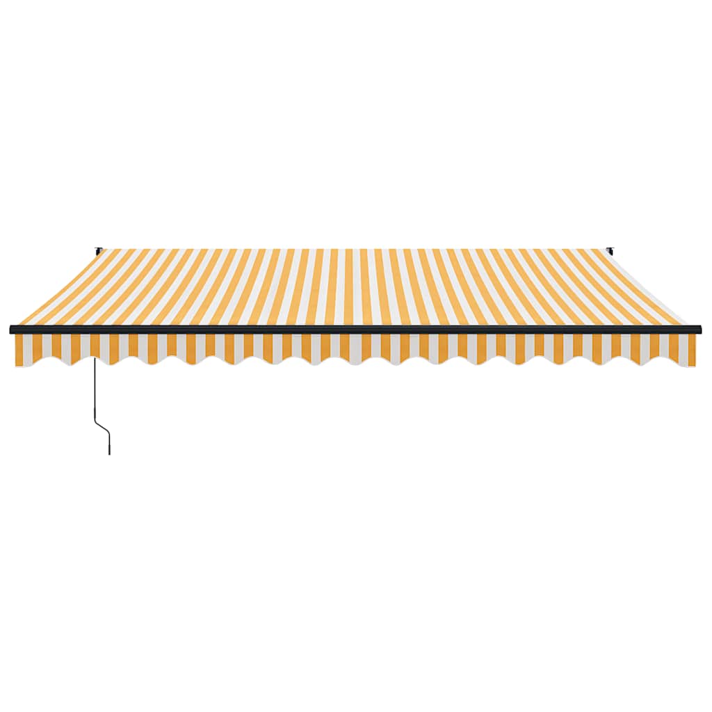Retractable Awning Yellow and White 4x3 m Fabric and Aluminium