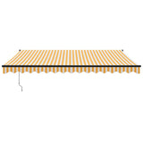 Retractable Awning Yellow and White 4x3 m Fabric and Aluminium